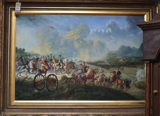 A. Clifford, oil on board, Napoleonic battle scene, signed, 60 x 90cm